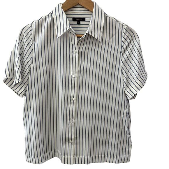 Quince Tops - Quince 100% European Silk Short Sleeve Shirt Blue Size XS